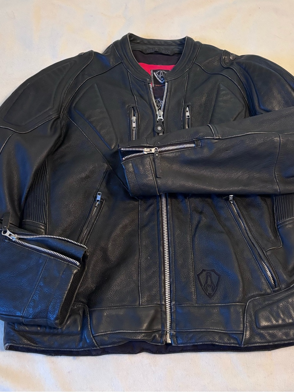 Arlen Ness Men's Black Leather Motorcycle Jacket